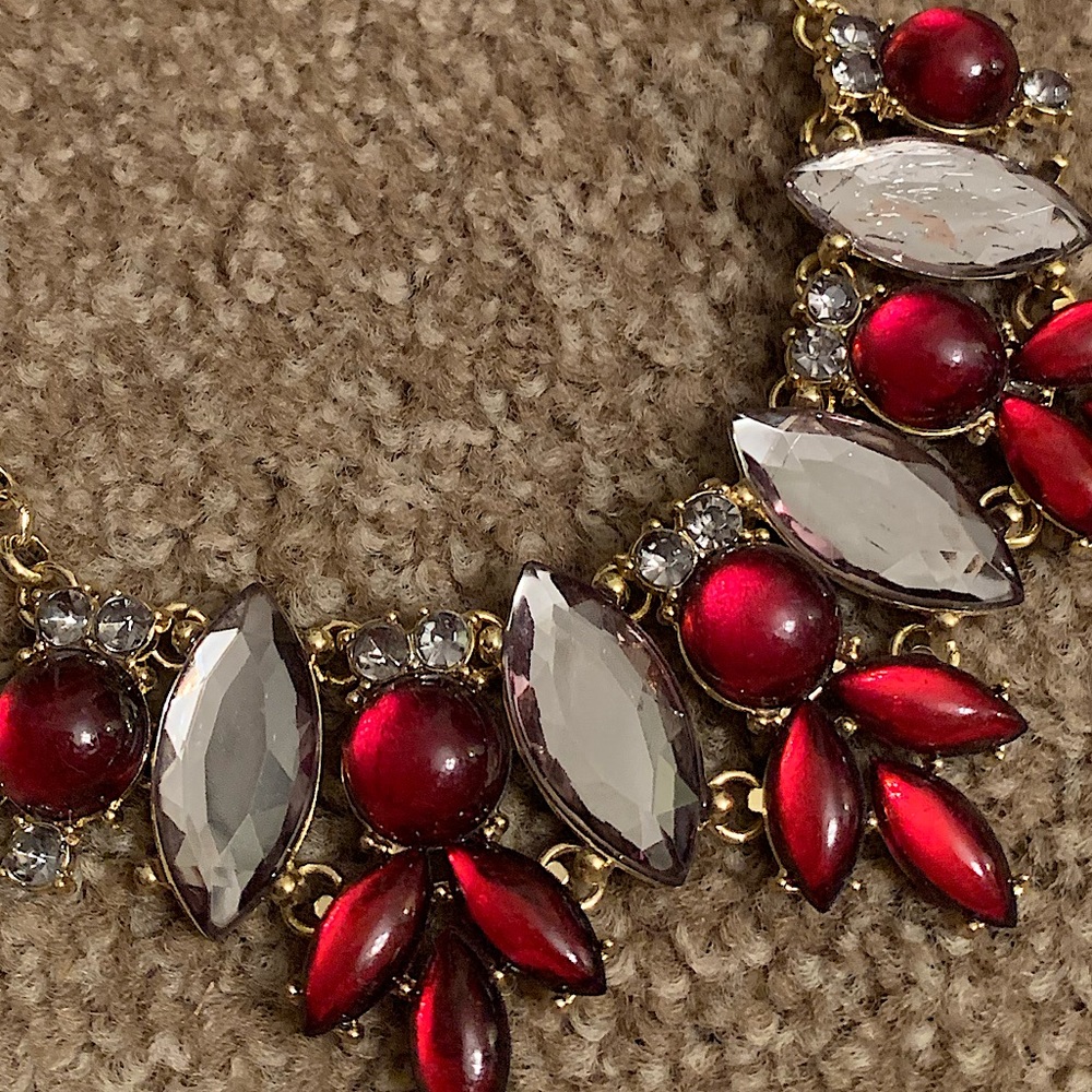 Red and Silver Gem necklace